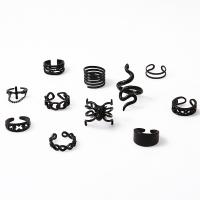 Tibetan Style Ring Set, plated, 11 pieces & fashion jewelry & for woman, black, 16x9mm, Sold By Set
