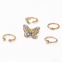 Zinc Alloy Ring Set gold color plated 5 pieces & fashion jewelry & for woman & with rhinestone golden Sold By Set