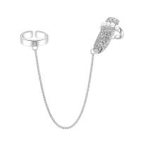 Zinklegierung Doppel Tassel -Finger-Ring, mit Kunststoff Perlen, plattiert, Modeschmuck & Micro pave Zirkonia & für Frau, 1.9x1.6x2.2cmu30011.6x1.3x2.8cm, Länge:17 cm, verkauft von Tasche