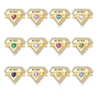 Cubic Zirconia Micro Pave Brass Beads, 925 Sterling Silver, plated, DIY & micro pave cubic zirconia, more colors for choice, 13.50x11.10mm, Sold By PC