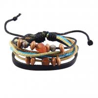 PU Leather Cord Bracelets, with Wood, fashion jewelry & multilayer & Unisex, more colors for choice, 60x7mm, Sold By PC