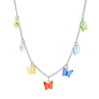 Acrylic Necklace, with 5.5 extender chain, Butterfly, fashion jewelry & for woman, 15x13mm, Length:46.5 cm, Sold By PC