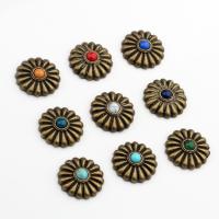 Zinc Alloy Button Findings with Resin Flower antique brass color plated DIY nickel lead & cadmium free 19mm Approx Sold By Bag