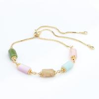 Gemstone Bracelets, Natural Stone, with Brass & 304 Stainless Steel, Galvanic plating, Adjustable & for woman, more colors for choice, Length:Approx 18 cm, Sold By PC