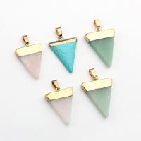 Gemstone Pendants Jewelry, Natural Stone, with Brass, Triangle, gold color plated, different materials for choice & Unisex, more colors for choice, 22x32-26x36mm, Sold By PC