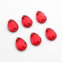 Crystal Rhinestone Sticker, Teardrop, DIY & faceted, bright red, 13x18mm, Approx 50PCs/Bag, Sold By Bag