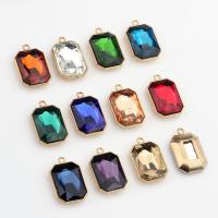 Crystal Pendants, with Tibetan Style, Rectangle, gold color plated, Unisex & faceted, more colors for choice, 15x23mm, Approx 50PCs/Bag, Sold By Bag
