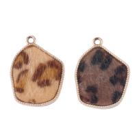 Zinc Alloy Pendants with PU Leather irregular gold color plated DIY nickel lead & cadmium free Sold By PC