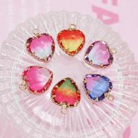 Crystal Pendants, with Brass, Heart, gold color plated, DIY, more colors for choice, 13x16mm, Sold By PC