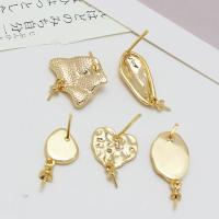 Brass Earring Drop Component gold color plated DIY & micro pave cubic zirconia golden nickel lead & cadmium free Sold By PC