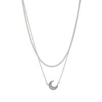 Multi слой ожерелье, цинковый сплав, плакирован серебром, Двойной слой & разные стили для выбора & Женский & со стразами, не содержит никель, свинец, длина:40 см, 45 см, продается PC