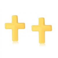 Zinc Alloy Stud Earring Cross 24K gold plated for woman golden nickel lead & cadmium free Sold By Pair
