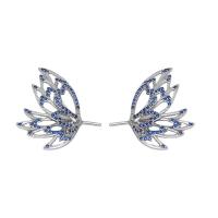 Brass Stick Pin Wing Shape plated DIY & micro pave cubic zirconia nickel lead & cadmium free Sold By Pair