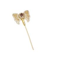 Brass Stick Pin, plated, DIY & micro pave cubic zirconia, more colors for choice, nickel, lead & cadmium free, 23x56mm, Sold By PC