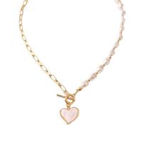 Plastic Pearl Necklace Zinc Alloy with Plastic Pearl Heart plated fashion jewelry & for woman nickel lead & cadmium free Sold Per Approx 17.72 Inch Strand