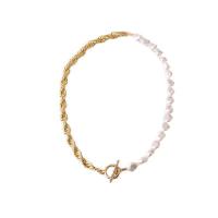 Plastic Pearl Necklace Zinc Alloy with Plastic Pearl gold color plated fashion jewelry & for woman golden nickel lead & cadmium free Sold Per Approx 17.72 Inch Strand