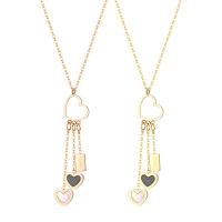 Titanstahl Halskette, mit Muschel, mit Verlängerungskettchen von 5cm, Herz, Modeschmuck & einstellbar & für Frau, keine, Länge:42 cm, verkauft von PC
