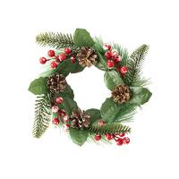 PVC Plastic Christmas Wreath with Pinecone Christmas jewelry 150mm Sold By PC