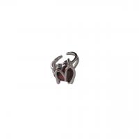 Rhinestone палец кольцо, Латунь, Сердце, плакирован серебром, ювелирные изделия моды & регулируемый & Женский & со стразами, серебряный, не содержит никель, свинец, 17mm, продается PC