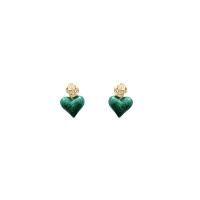 Zinc Alloy Drop Earrings Heart high quality gold color plated fashion jewelry & for woman & enamel green nickel lead & cadmium free Sold By PC