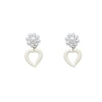 Zinc Alloy Drop Earrings with Plastic Pearl Heart high quality plated fashion jewelry & for woman & hollow white nickel lead & cadmium free Sold By Pair