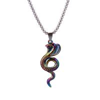 Stainless Steel Jewelry Necklace 304 Stainless Steel with Zinc Alloy Snake Vacuum Ion Plating & for man multi-colored 700mm Sold By PC