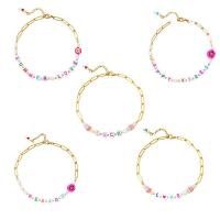 Bracelets en laiton, avec Acrylique, Placage de couleur d'or, bijoux de mode & pour femme, Or, 230mm, Vendu par PC