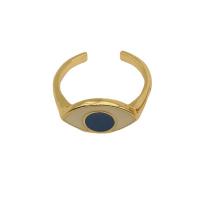Evil Eye Jewelry Ring Finger, cobre, cromado de cor dourada, Ajustável & para mulher & esmalte, dourado, vendido por PC