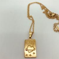 Titanstahl Halskette, verschiedene Muster für Wahl & für Frau, Goldfarbe, 20x13mm, Länge:ca. 17.7 ZollInch, verkauft von PC