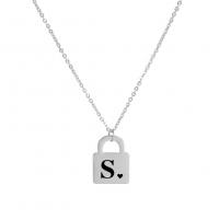 Titanium Steel Necklace Lock Vacuum Ion Plating laser pattern & Unisex original color Length Approx 17.7 Inch Sold By PC