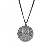 Titanium Steel Necklace Flat Round Vacuum Ion Plating fashion jewelry & Unisex Length Approx 23.6 Inch Sold By PC