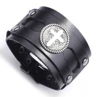 Cowhide Bracelet with Zinc Alloy Cross punk style & for man Sold By PC