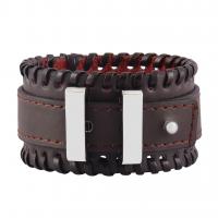 Cowhide Bracelet, with Tibetan Style, vintage & Unisex, more colors for choice, 215x40mm, Sold By PC