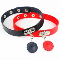 Fashion Choker Necklace, PU Leather, with Tibetan Style, Round, punk style & for woman, more colors for choice, 18mm, Length:Approx 15.7 Inch, Sold By PC
