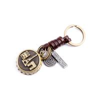 Bag Purse Charms Keyrings Keychains, Cowhide, with Tibetan Style, Bottle Saver, plated, Unisex & with letter pattern, more colors for choice, 56mm, 29mm, Sold By PC