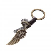 Bag Purse Charms Keyrings Keychains Cowhide with Zinc Alloy Angel Wing plated Unisex & with letter pattern  Sold By PC