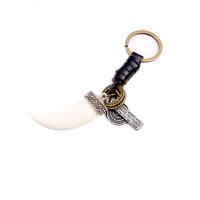 Bag Purse Charms Keyrings Keychains Cowhide with Resin & Zinc Alloy Wolf Tooth plated vintage & Unisex 115mm 60mm Sold By PC