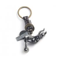 Bag Purse Charms Keyrings Keychains Cowhide with Zinc Alloy Motorcycle plated Unisex & with letter pattern Sold By PC