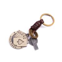Bag Purse Charms Keyrings Keychains Cowhide with Zinc Alloy Poker plated Unisex & with letter pattern  Sold By PC