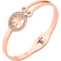 Stainless Steel Bangle 316L Stainless Steel Tree real rose gold plated for woman & with rhinestone & hollow Sold By PC