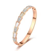 Stainless Steel Bangle 316 Stainless Steel with White Shell Snake real rose gold plated for woman & with rhinestone 60mm Sold By PC