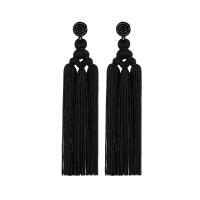 Fashion Fringe Earrings, Seedbead, with Polyester, Tassel, folk style & for woman, more colors for choice, 15x140mm, Sold By Pair