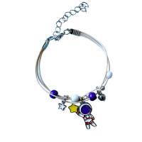 Tibetan Style Bracelet, with Porcelain & Wax Cord, Astronaut, plated, Unisex & different styles for choice & enamel, more colors for choice, Length:Approx 14-20 cm, Sold By PC