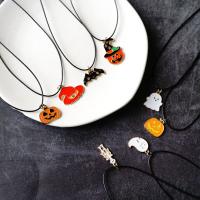 Zinklegierung Halskette, mit Porzellan & Wachsschnur, Design für Halloween & unisex & verschiedene Stile für Wahl & Emaille, farbenfroh, Länge:ca. 19.68 ZollInch, verkauft von PC