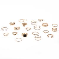 Ensemble d’anneau en alliage de zinc, avec Plastique ABS perle, Placage, bijoux de mode & pour femme & émail & avec strass, plus de couleurs à choisir, 21PC/fixé, Vendu par fixé