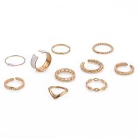 Ensemble d’anneau en alliage de zinc, avec Plastique ABS perle, Placage, 10 pièces & bijoux de mode & pour femme & émail, plus de couleurs à choisir, Vendu par fixé