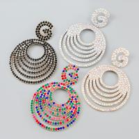 Τεχνητό διαμάντι σκουλαρίκι, Κράμα ψευδάργυρου, χρώμα επίχρυσο, κοσμήματα μόδας & για τη γυναίκα & με στρας, περισσότερα χρώματα για την επιλογή, 128x90mm, Sold Με Ζεύγος