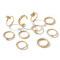 Set di anelli in lega di zinco, lega in zinco, placcato, 10 pezzi & gioielli di moda & per la donna & con strass, nessuno, Venduto da set