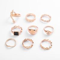 Ensemble d’anneau en alliage de zinc, Placage, bijoux de mode & pour femme & émail & avec strass, plus de couleurs à choisir, Vendu par fixé