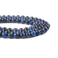 Natural Tiger Eye Beads Round DIY blue Sold By Strand